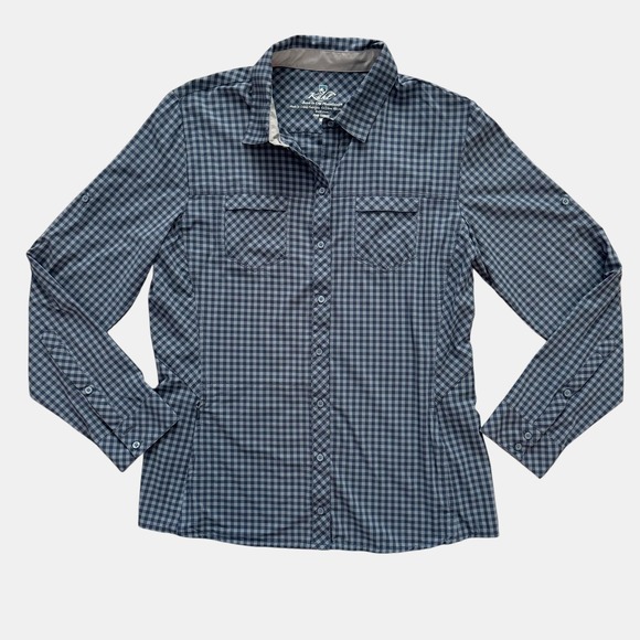 Kuhl Ezra Plaid Button Up Shirt Long Sleeve Outdoor Adventure Women's Sz M Blue - Picture 2 of 16